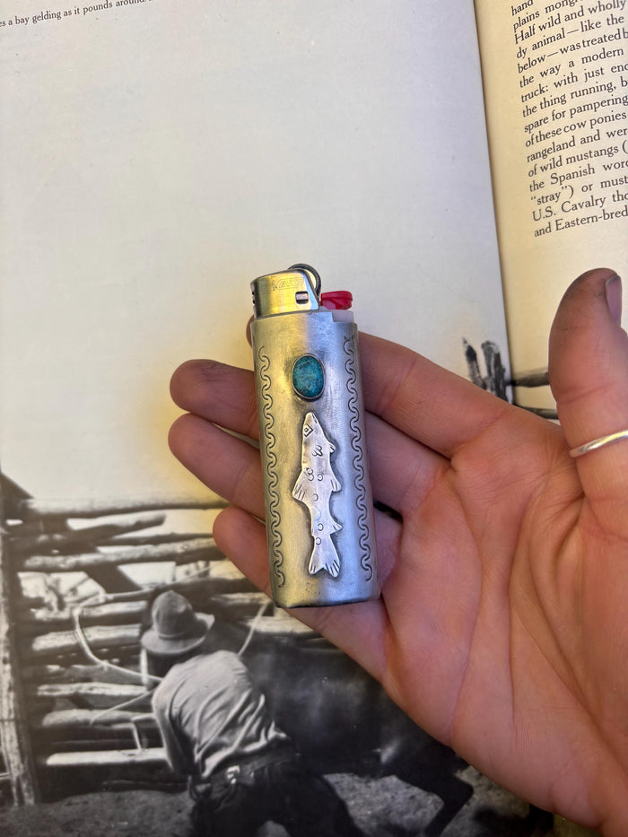 ✙ Trout Lighter Case With Genuine Turquoise