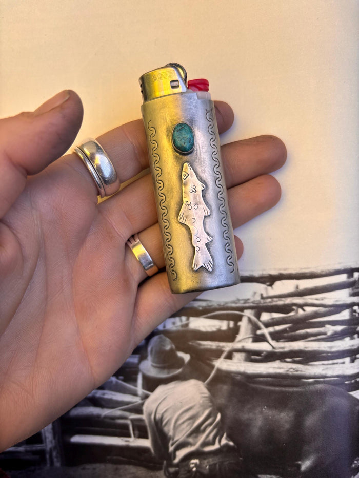 ✙ Trout Lighter Case With Genuine Turquoise