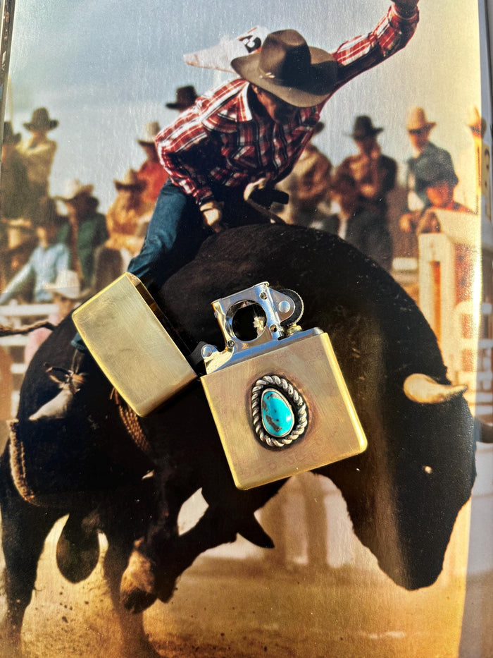 ✙ Turquoise Brass Lighter