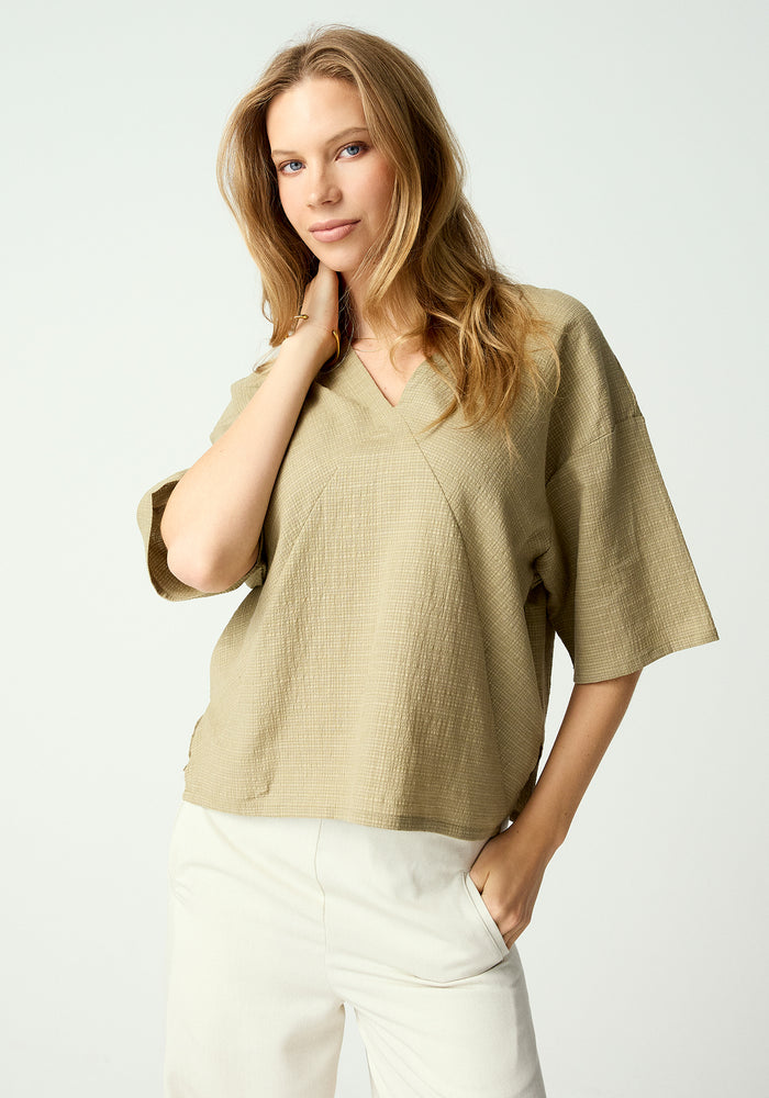 Willa Top - Evergreen Check