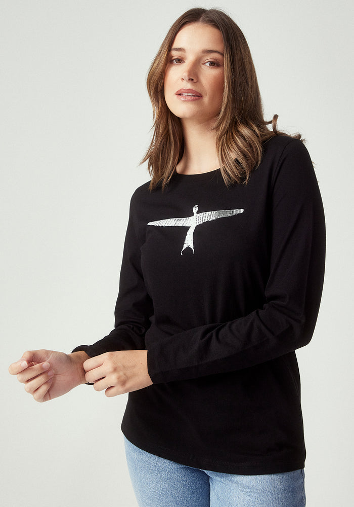 Womens Project U Long Sleeve Tee - Black/White