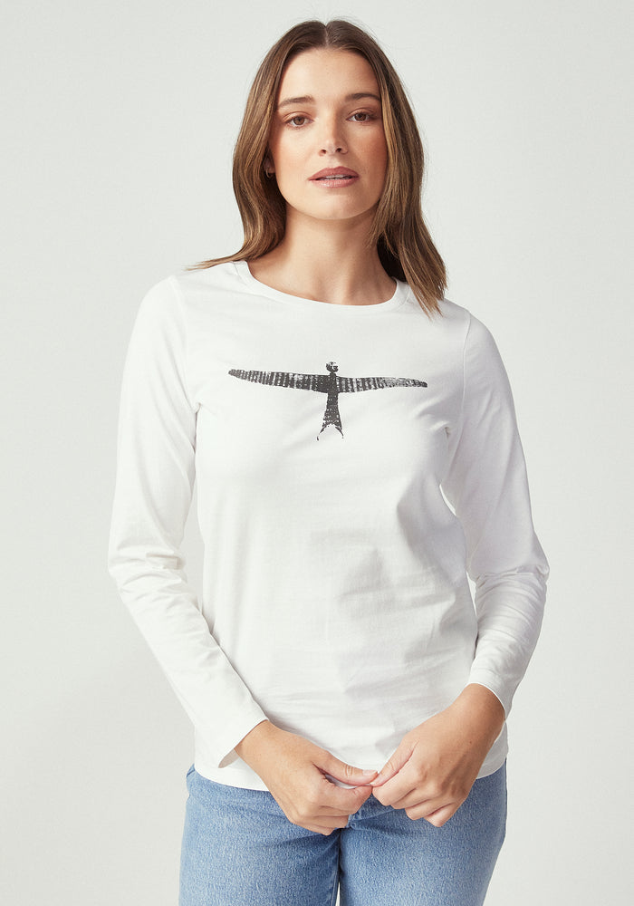 Womens Project U Long Sleeve Tee - White/Black